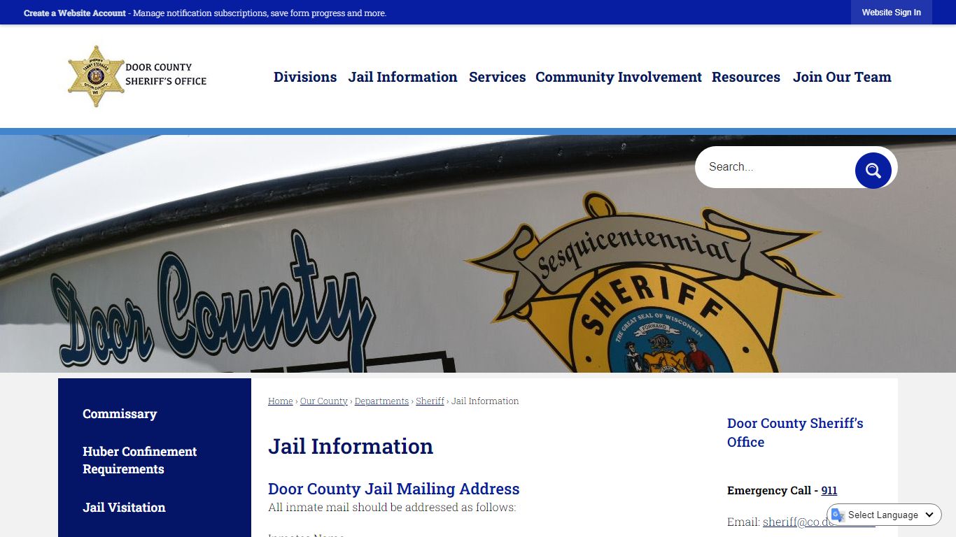 Jail Information | Door County, WI