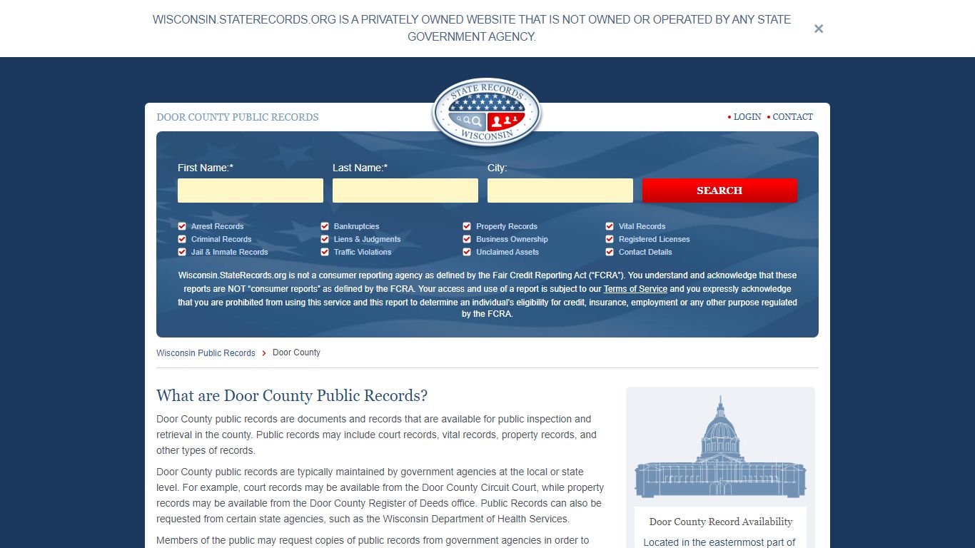 Door County Arrest, Court, and Public Records
